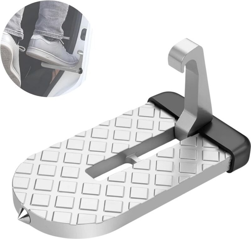 Einstiegshilfe für Autotüren, klappbares Türpedal, rutschfest zum Erreichen der Decke, mit Notfallhammer. Für Pkw, Wohnw...
