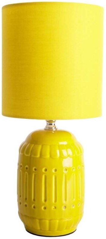 Tischlampe Tischleuchte Leselampe Keramik Nachttischlampe Textil gelb H 30 cm