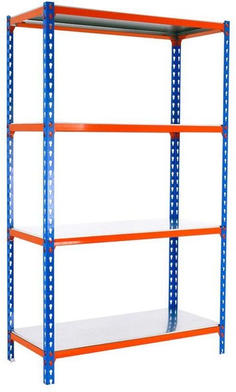 Simonrack Regal 4 Etagen Metall Blau Orange Galvanisiert