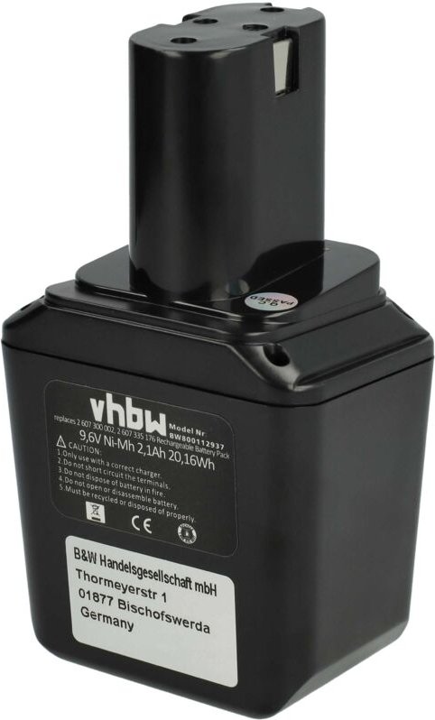 Vhbw - 1x Akku Ersatz für Bosch 2 607 335 069, 2 607 335 012, 2607335012, 2607335069 für Werkzeug (2100 mAh, NiMH, 9,6 v...
