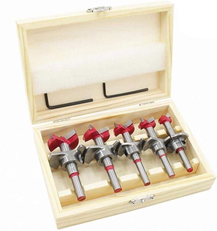 Thumbnail - Versaillesfr - Holzbohrer, 5er-Box (Ø15–35 mm), Holzformbohrer-Set mit einstellbarer Positionierung, Hartmetall-Lochsäge...