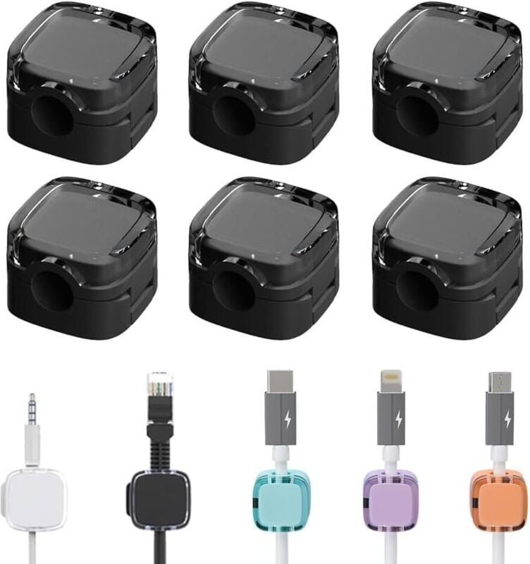 6-teiliges magnetisches Kabelmanagement, magnetischer Kabel-Organizer, selbstklebende magnetische Kabelclips, Nachttisch...