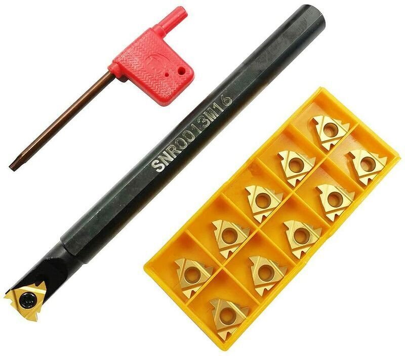 SNR0013M16 Support de tournage CNC pour tour à filetage interne + 10 inserts de tournage 16IR AG60 en carbure indexable