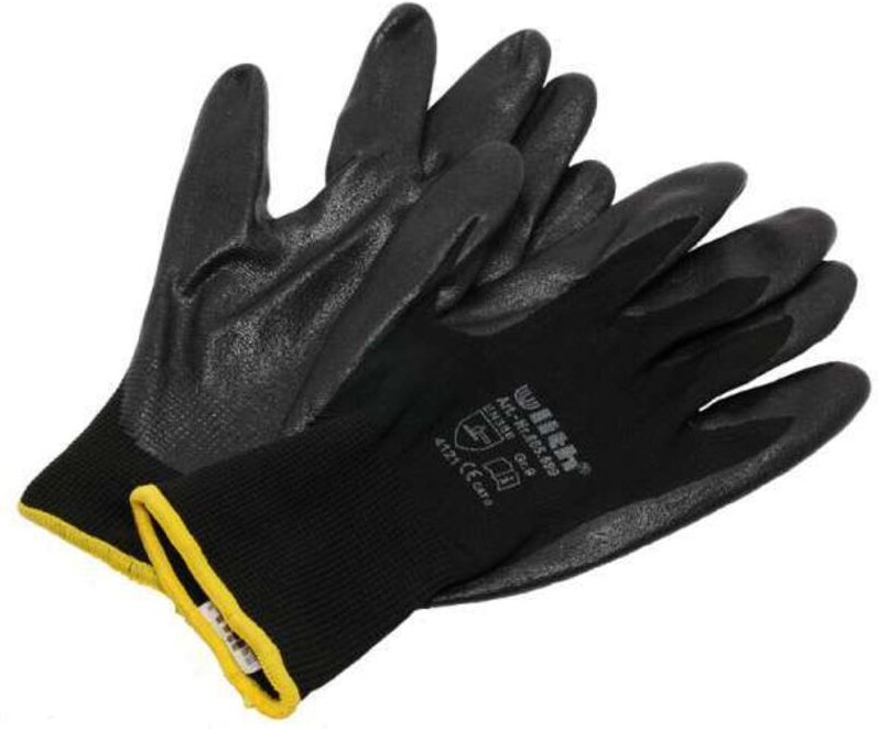 144 Paar Ulith Arbeitshandschuhe Nitril schwarz Cat2 Nylon Strickbund EN388 Gr.9