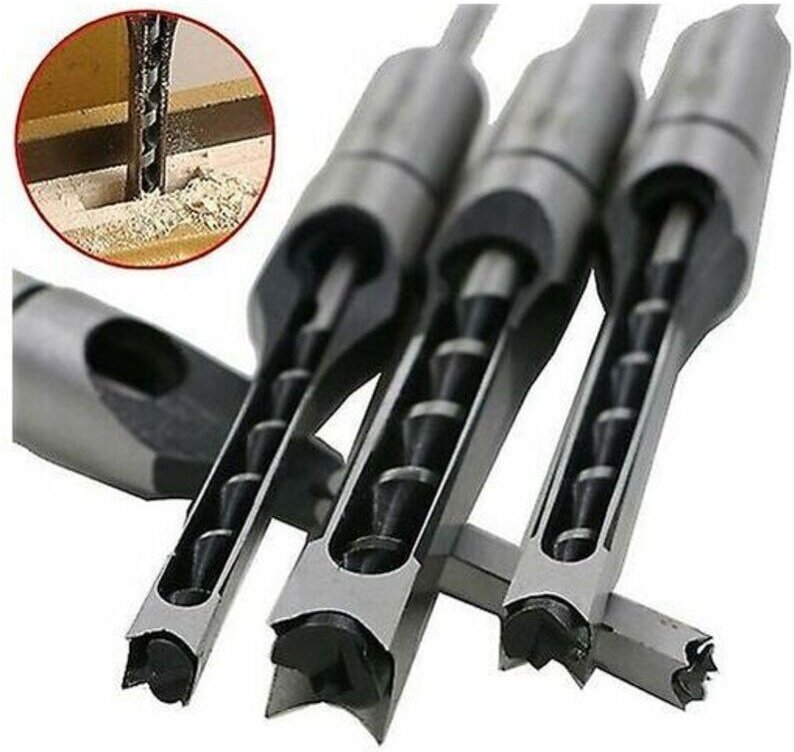 Vierkant-Holzbohrer – Zapfenbohrer und Hohlmeißel – Komplettes Set