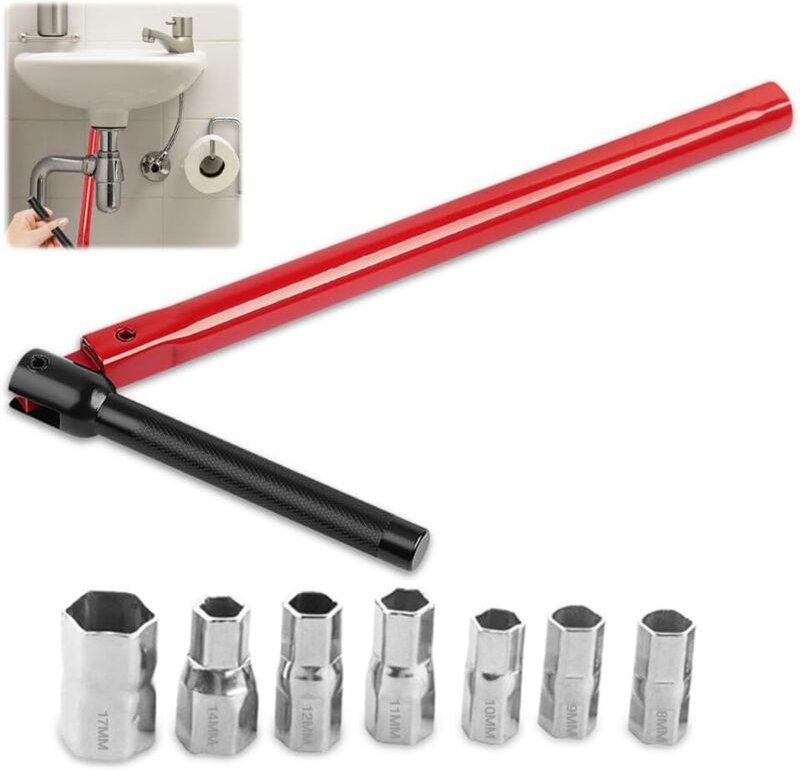 Wasserhahnschlüssel, Montagewerkzeug mit 7-teiligem 8-17-mm-Mutternsatz, Armaturenkasten-Verriegelungssets, verstellbare...