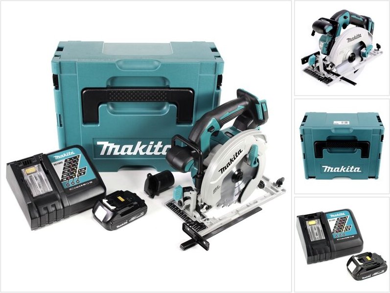 Makita DHS 680 RY1J Akku Handkreissäge 18 V 165 mm Brushless + 1x Akku 1,5 Ah + Ladegerät + Makpac