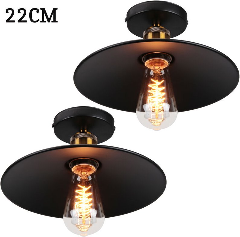 Thumbnail - Axhup - Pendelleuchte Industriell Vintage Hängelampe mit Ø22cm Lampenschirm Kronleuchter Art Edison Lampe E27 für Loft W...