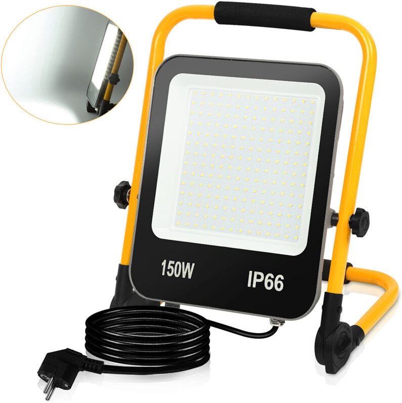 Randaco LED Baustrahler Fluter stativ 6000K Austellenlampe LED Fluter Floodlight IP66 150W