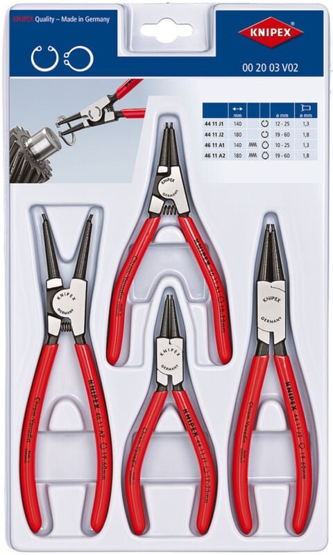 00 20 03 V02 Seegeringzangen-Set Passend für (Seegeringzangen) Außen- und Innenringe 19-60 mm - Knipex