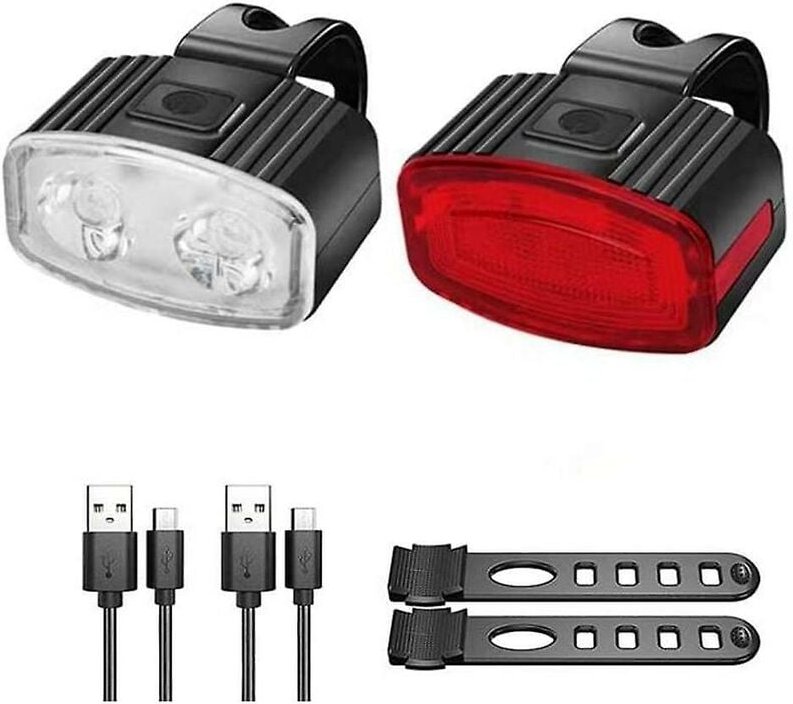 Woosien - Nachtlicht Fahrrad Sicherheitslampe Rücklicht Wasserdichtes usb wiederaufladbares LED-Fahrradlicht-Set