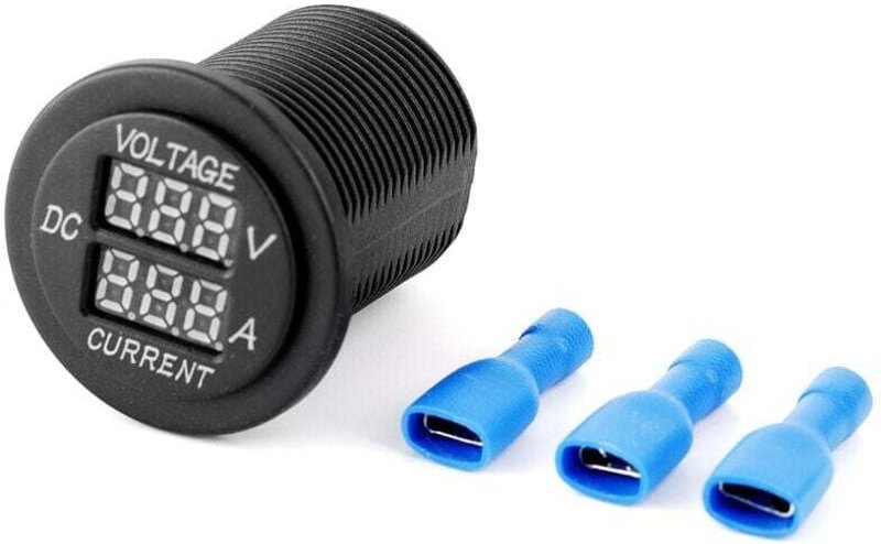 Digitales LED-Voltmeter/Amperemeter mit runder Anzeige – Strommesser für Auto, Boot, Motorrad
