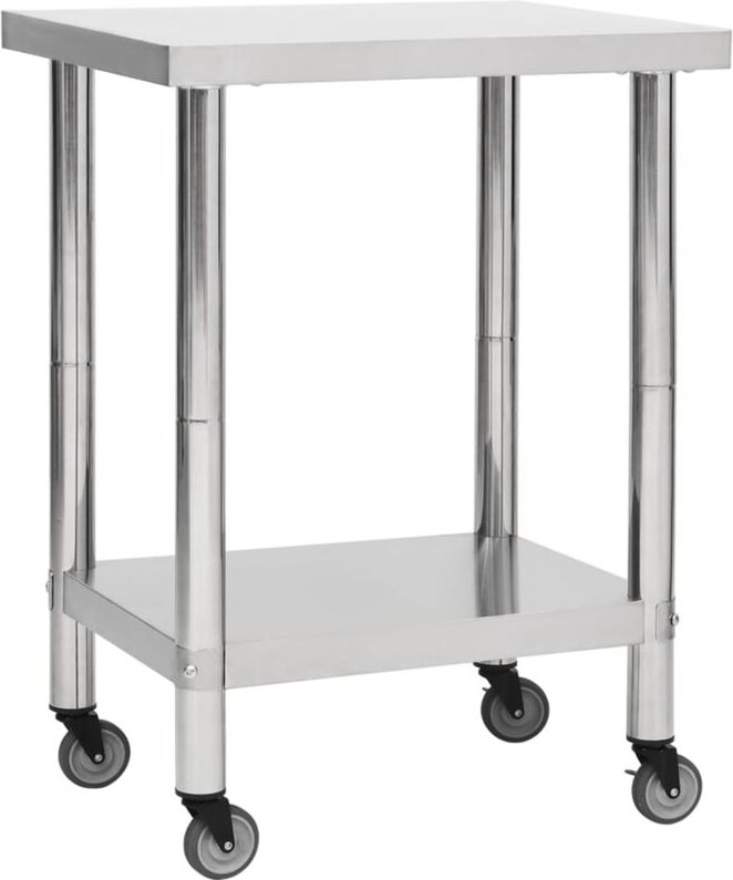 Thumbnail - Küchen-Arbeitstisch mit Rollen 80x45x85 cm Edelstahl Vidaxl