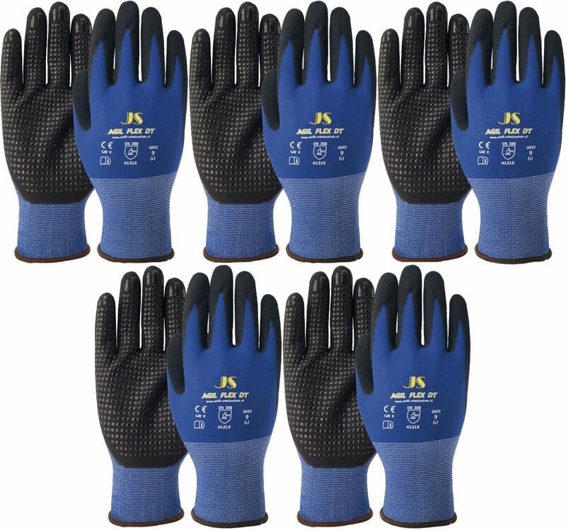 Arbeitshandschuhe mit Noppen Agil Flex dt Montagehandschuhe Größe 9, l - 5 Paar - Vasalat
