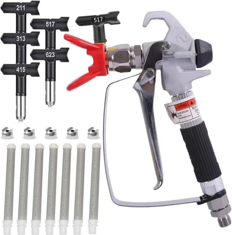 517 Airless-Farbspritzpistole und Sprinkler für alle Airless-Farbmaschinen, Drehgelenke und Hochdruck 3600 psi
