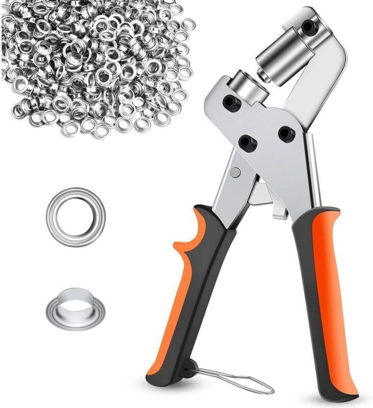 Ösenzange für Planen – Ösenzange mit 300 Ösen (10 mm) – Ösenzange für Planen, Stoffe, Leder, Karton, Poster, Banner und ...