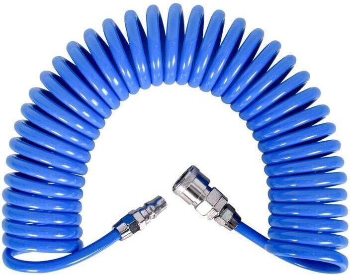 Spiral-Druckluftschlauch - Länge: 12 m - Mit Schnellkupplung - Für Kompressoren,