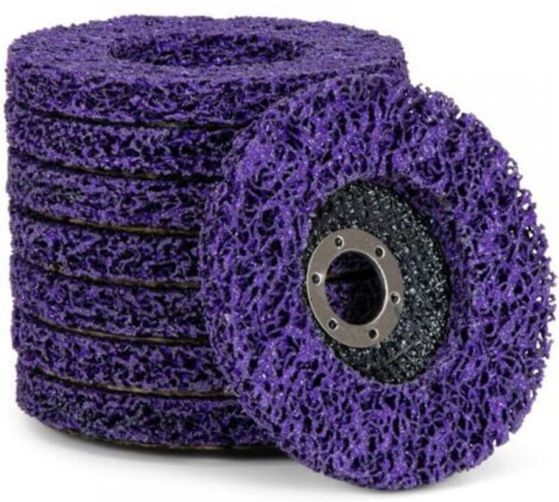 Set mit 8 Reinigungsscheiben für Winkelschleifer, CSD, grob, Durchmesser: 125 mm, violett