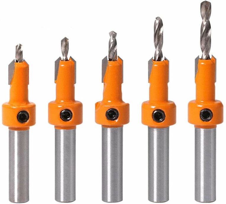 Qiedie - Tischlerteile, Holzsenker, Fasen-Zählerbohrer, Schraubenlochbohrer, Gewindebohrer für Holzbohrungen (10 mm Scha...