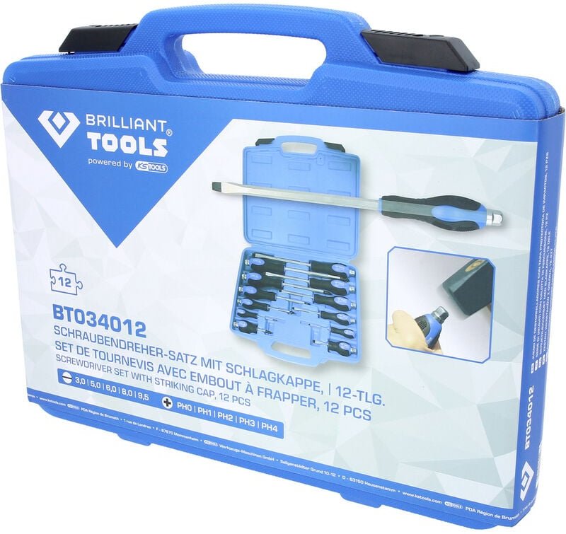 Brilliant Tools - BT034012 Schraubendreher-Set 12teilig Schlitz, Kreuzschlitz Phillips
