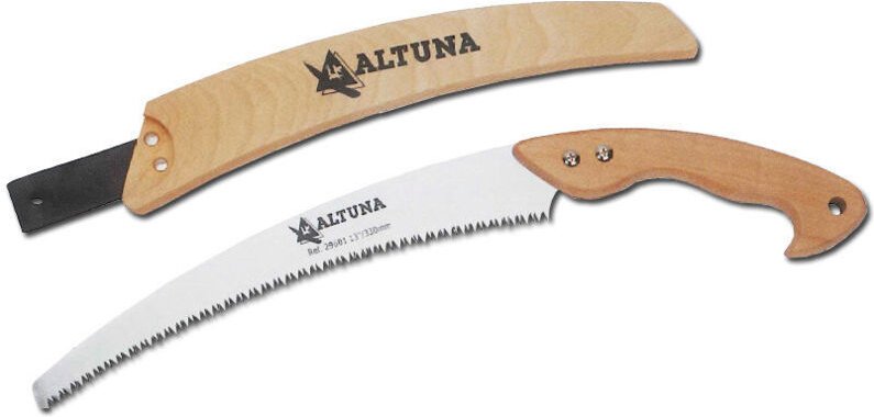 Gebogene Säge 330 mm japanischer Zahn mit Holzgriff und Koffer Altuna 29601
