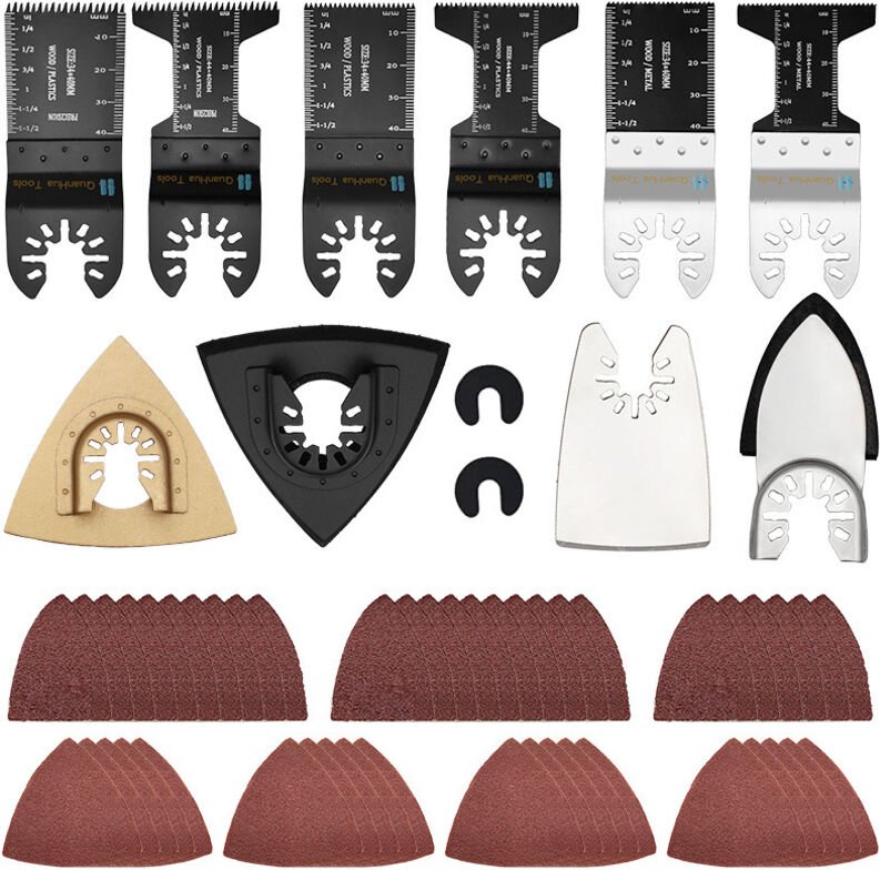 Ensemble de 57 lames de scie polyvalentes, lames de scie alternative à dégagement rapide, papier de verre inclus