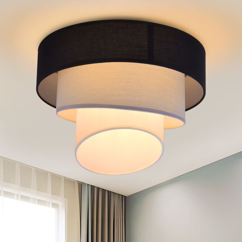 Deckenlampe Wohnzimmer Deckenleuchte Schlafzimmer - Stoffschirm Wohnzimmerlampe Decke Ø40cm Warmweiß Schlafzimmerlampe E...
