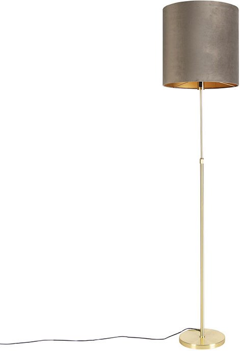 Stehleuchte gold / messing mit Samtschirm taupe 40/40 cm - Parte