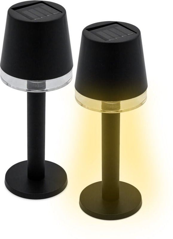 Spetebo - Solar led Tischleuchte schwarz 22 x 8,5 cm - 2er Set - Garten Solarlampe warm weiß