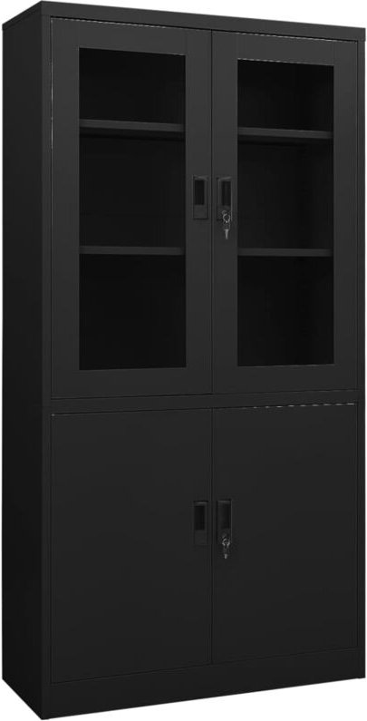 Büroschrank Schwarz 90x40x180 cm Stahl Vidaxl