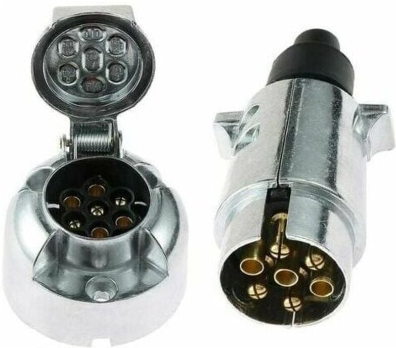 Fiche de remorque métallique à 7 broches et prise de remorque métallique à 7 broches, 12 v, adaptateur de prise de remor...