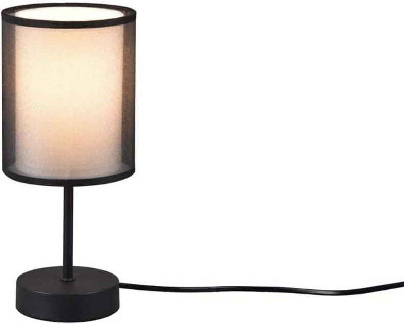 Trio Leuchten - Tischleuchte burton Stoff Organza transparent Schwarz innen Weiß, Höhe 28cm