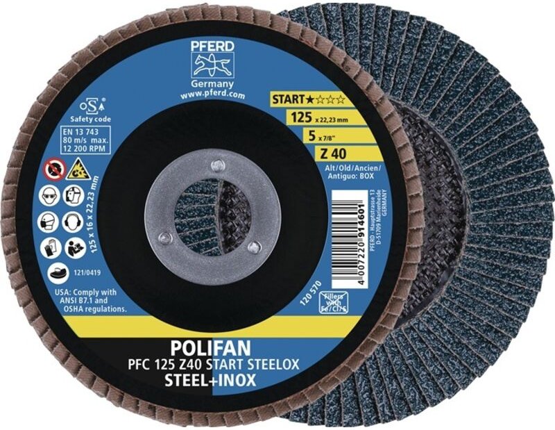 Pferd - tools 69300934 Fächerscheibe polifan z start steelox ø 125 mm Körnung Z-40