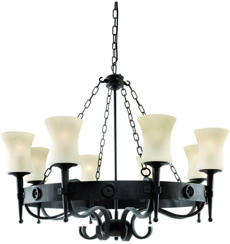 Searchlight - Cartwheel - 8 Light Multi Arm Chandelier Schwarz Finish, E27