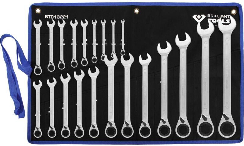 Brilliant Tools - Ratschenringschlüssel-Satz, 21-tlg, umschaltbar, 6 - 32 mm