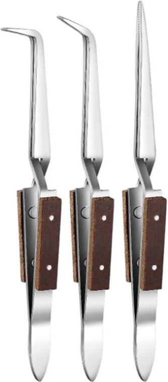 3-Teiliges PräZisionspinzettenset mit Umgekehrter Spitze, Nicht Leitend, HitzebestäNdig, Antimagnetisch, Spitzen und Geb...