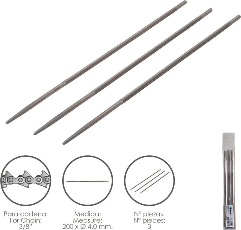Kettensägenfeilen 200 x Ø 4,0 mm. 3/8" LP (Packung 3 Stück)