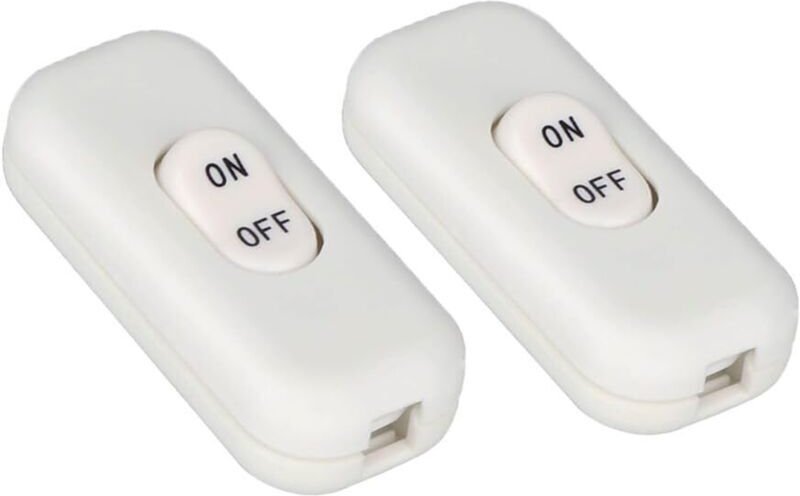 2er-Pack Nachttischschalter, schwarze Schalter, 6 A 250 V Doppelpolschalter, Mini-Wippschalter für Kleingeräte, Nachttis...