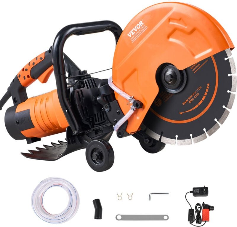 VEVOR Elektrische Betonsäge, 305 mm, Hochleistungs-Kreissäge 2800 W, Schnitttiefe 114 mm, Nass-/Trocken-Scheibensäge mit...