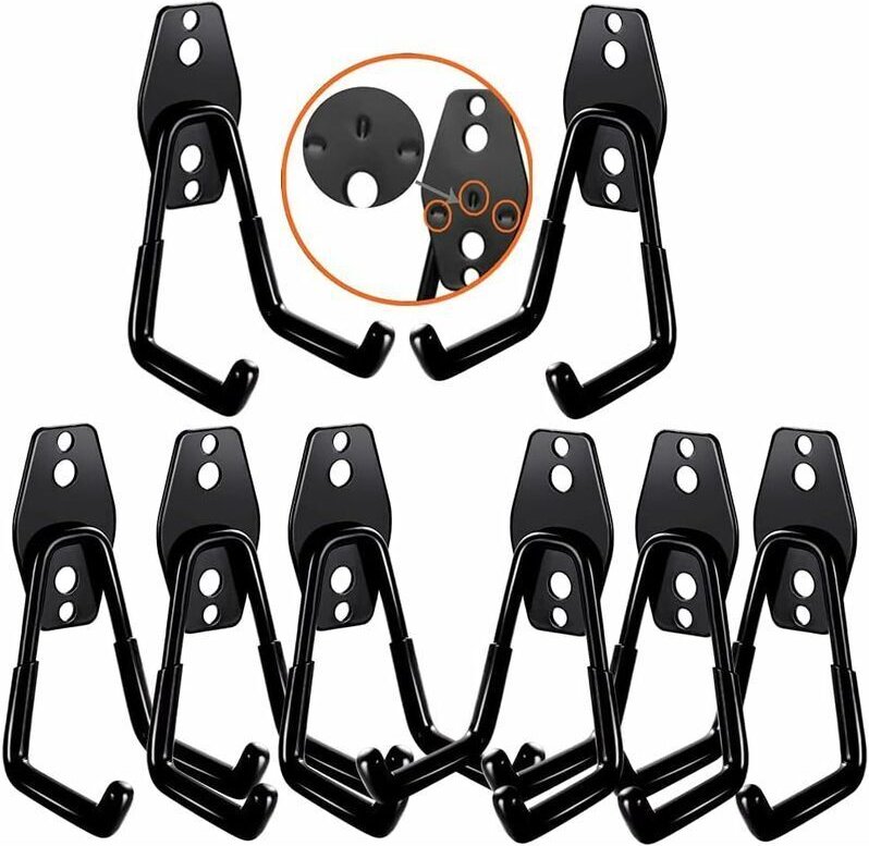 Wandhaken für die Garage, Garagenaufbewahrung, Stahlwandhaken für Leitern, Fahrräder, Rohre, Elektrowerkzeuge