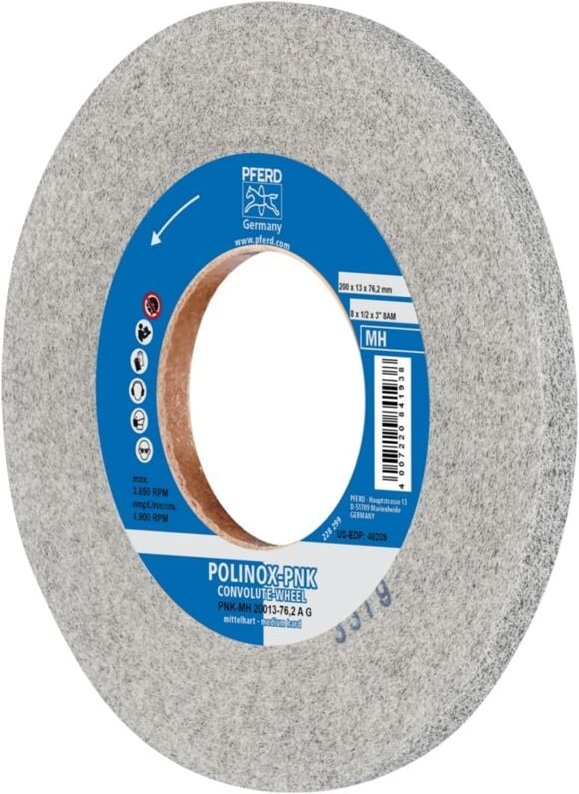 PFERD TOOLS POLINOX Gewickeltes Vlies-Rad PNK Ø 200x13 mm Bohrung-Ø 76,2 mm Mittelhart A Grob für Finish