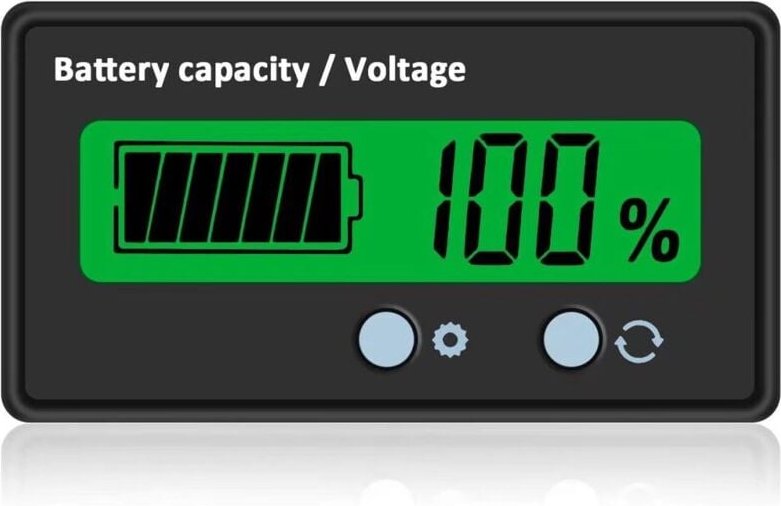 Fitags - DC-Batteriemessgerät, digitaler Batteriespannungs-Kapazitäts-Prozentmonitor-Tester DC-Batterieleser 8-63 v
