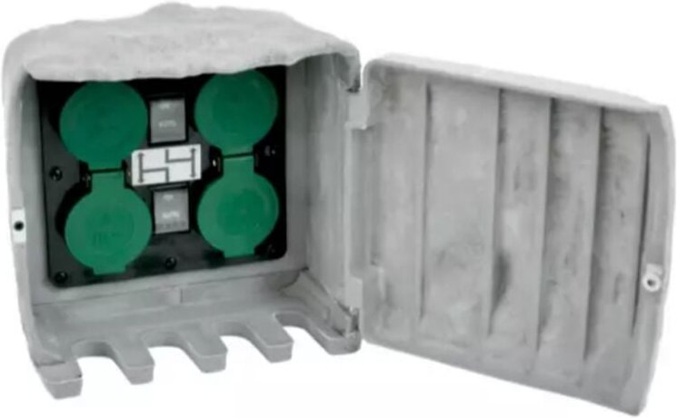 Technik@all - Pepe Gartensteckdose Steinoptik IP44 4-Fach grau