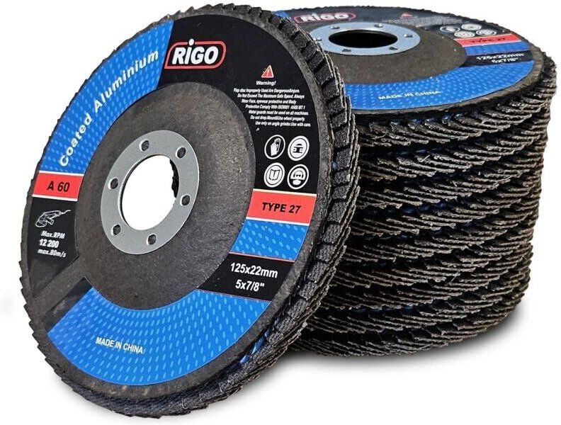 Konvolut von 10 flachen Aluminium-Lamellenscheiben, 125 mm, Körnung 60