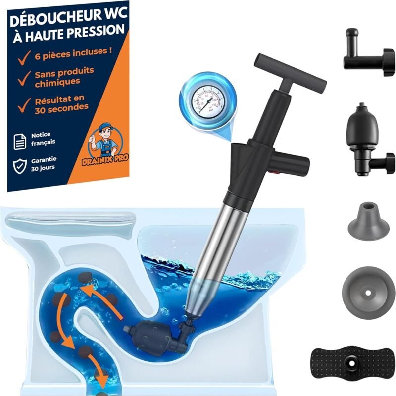 Druckluft-Abflussreiniger, professioneller Saugnapf-Abflussreiniger für Toiletten, Waschbecken und Duschen, Pumpe zur Re...