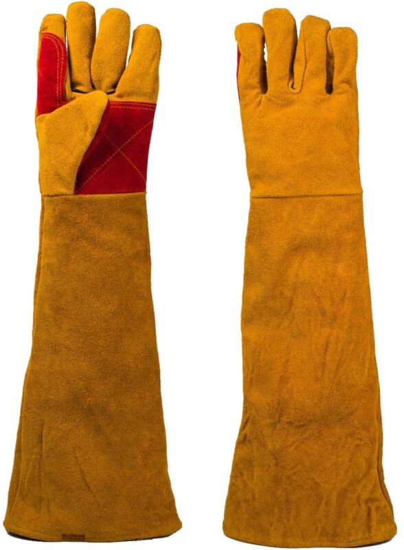 Thumbnail - Paar Schweißhandschuhe, schützende Arbeitshandschuhe, isoliertes, verschleißfestes Rindsleder für flammhemmendes Schweiß...
