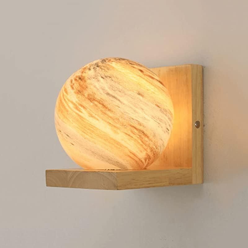 Galaxy Glas-Wandleuchte mit Lampenschirm, Wohnkultur, nordische Kreativität, Holzsockel, Wandlampe, Nachtlicht für Kinde...