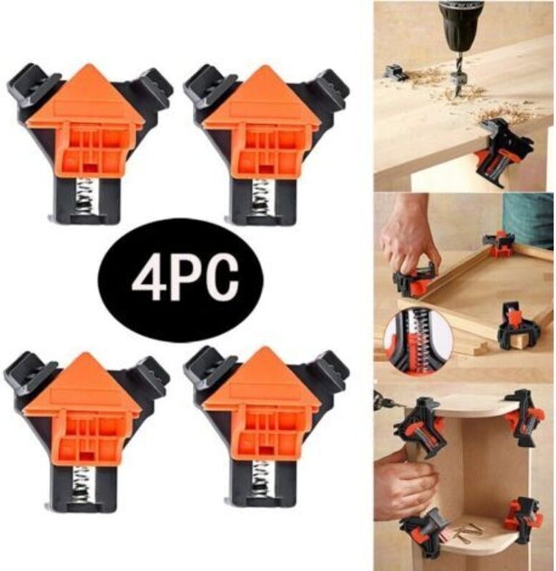 Set mit 4 Winkelspannzwingen 90 Grad für Holzbearbeitung, Holzwerkzeuge, Lochfinder, für die Holzbearbeitung, DIY-Fotora...