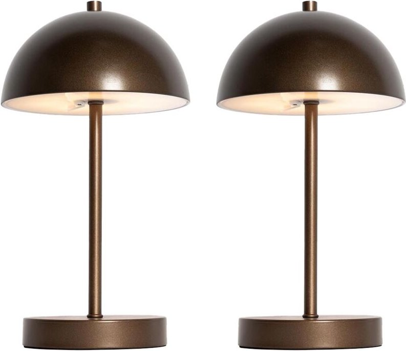 Set mit 2 Outdoor-Tischleuchten Pilz Dunkelbronze Wiederaufladbar - Keira