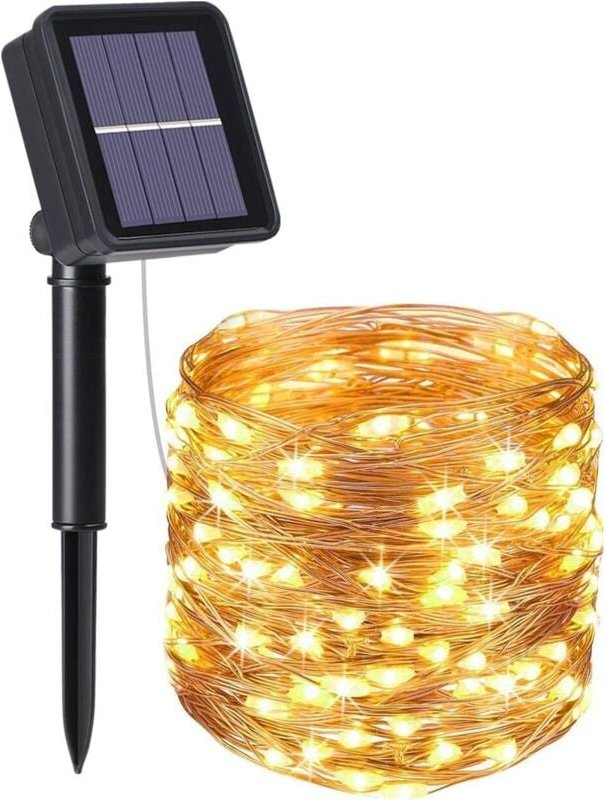 Kcvv - Solar-Lichterketten, 12 m, Gartenbeleuchtung, wasserdichte Solarleuchten für den Außenbereich, Weihnachten, Hochz...